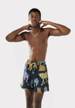 MULTI LEOPARD DRAWCORD - Badeshorts - Navy