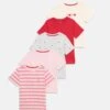 Friboo 5 PACK - T-Shirt Print - Light Grey/white/pink