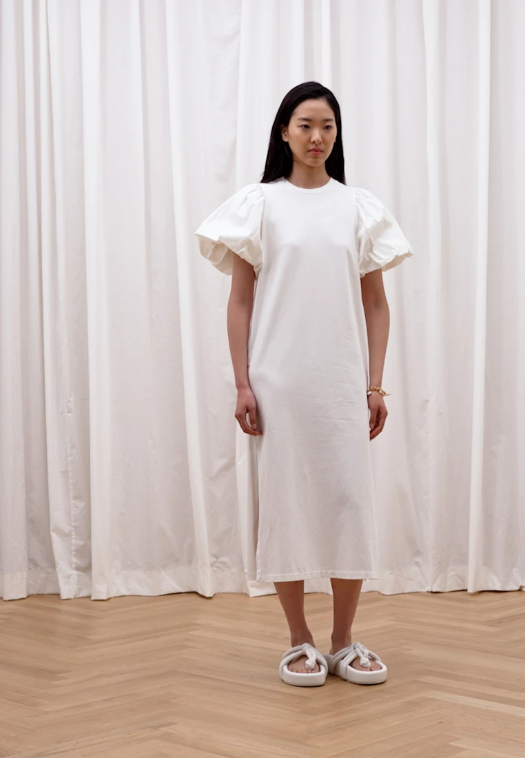 Mother Of Pearl DRESS WITH PUFFBALL SLEEVE - Jerseykleid - White 2 Mother Of Pearl DRESS WITH PUFFBALL SLEEVE - Jerseykleid - White – Bild 2