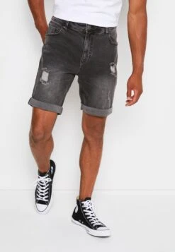 Denim Project ORANGE DESTROY - Jeans Shorts - Grey Washed