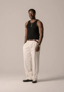 STRIPED TROUSERS UNISEX - Trousers - Antique White