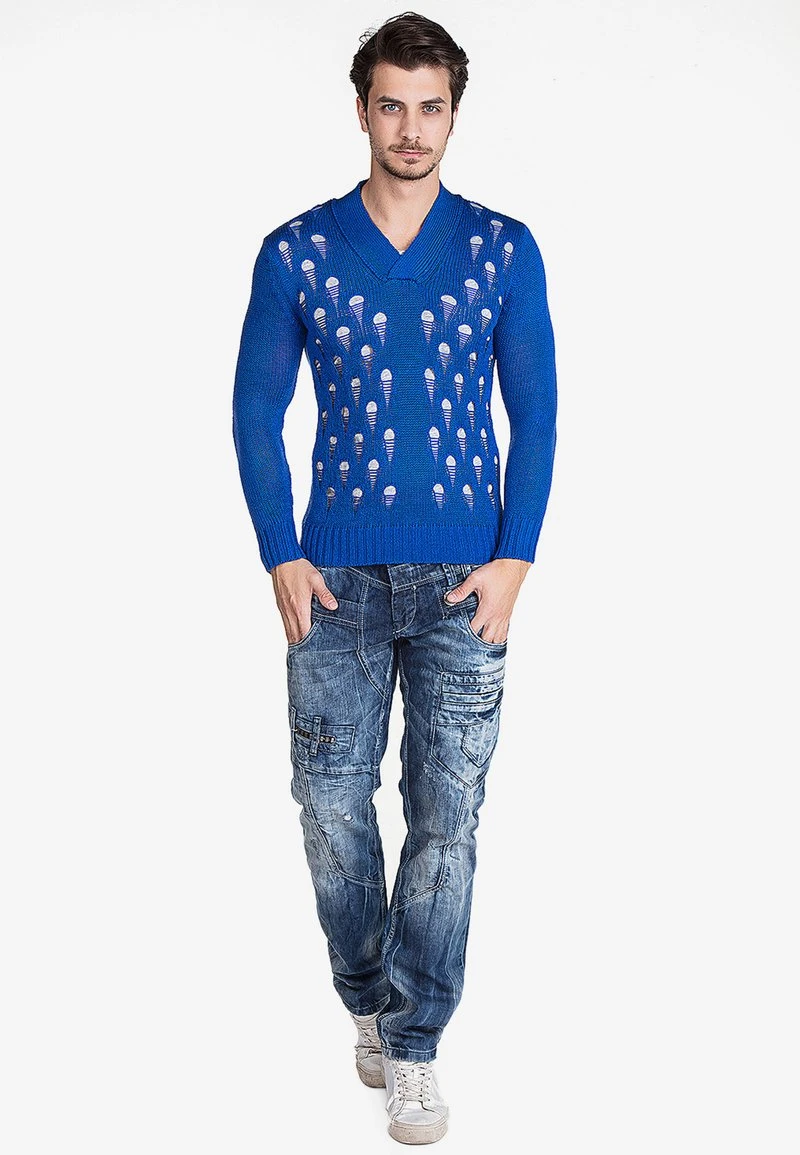 Cipo & Baxx Strickpullover - Saxeblue 2 Cipo & Baxx Strickpullover - Saxeblue – Bild 2