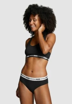 Puma BRAZILIAN SOFT GUMMIBUND LOGO 4ER PACK - Briefs - Schwarz/grau Melange