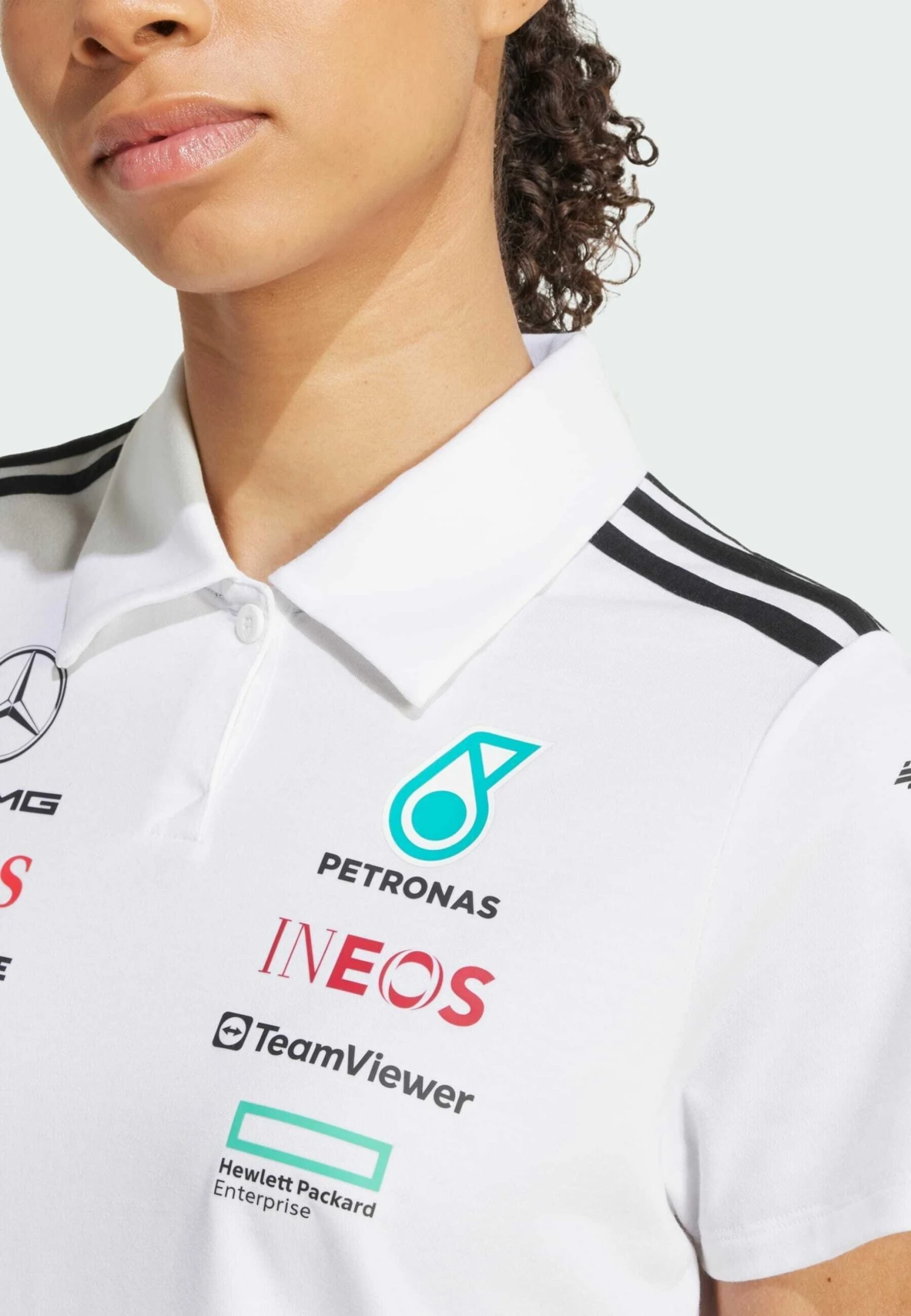 Adidas Originals MERCEDES - AMG PETRONAS FORMULA ONE TEAM WHITE WOMEN - Polo Shirt - White Melange Black 4 Adidas Originals MERCEDES - AMG PETRONAS FORMULA ONE TEAM WHITE WOMEN - Polo Shirt - White Melange Black – Bild 4