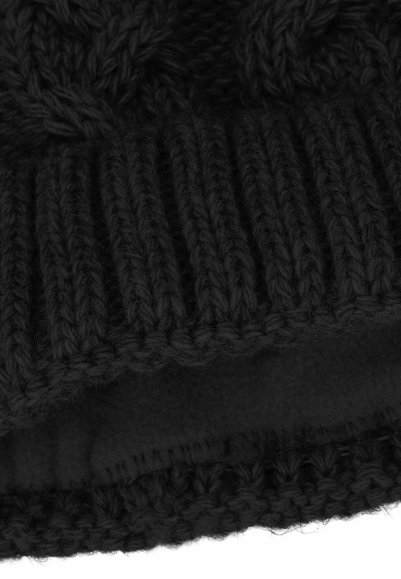 WARME WINTER BOMMEL ZOPFMUSTER GEFÜT - Mütze - Schwarz 2 WARME WINTER BOMMEL ZOPFMUSTER GEFÜT - Mütze - Schwarz – Bild 2