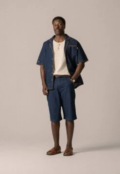 SCRIPT UNISEX - Denim Shorts - Peacoat