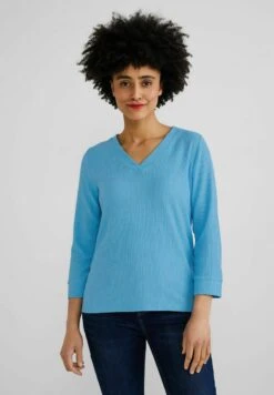 STREET ONE MIT FEINER STRUKTUR - Langarmshirt - Blau