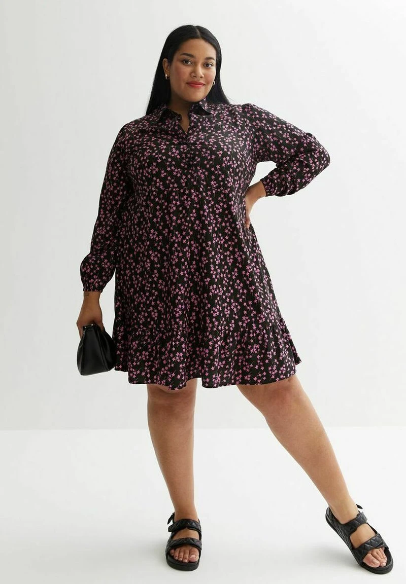New Look CURVES STAR PRINT CREPE LONG SLEEVE MINI - Blusenkleid - Black Pattern 2 New Look CURVES STAR PRINT CREPE LONG SLEEVE MINI - Blusenkleid - Black Pattern – Bild 2