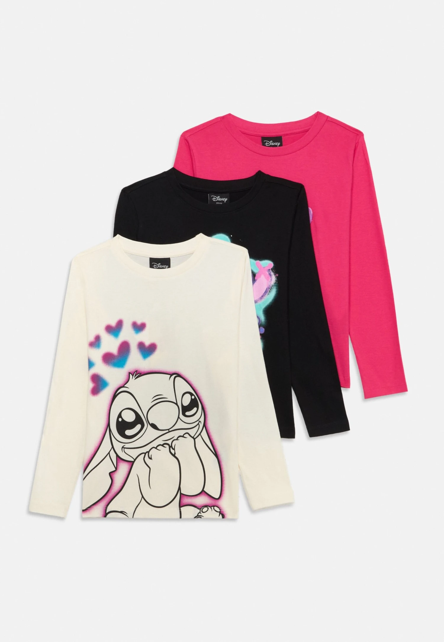 Friboo 3 PACK UNISEX LILO & STITCH LONG SLEEVE TOP - Langarmshirt - Off-white/pink/black 1 Friboo 3 PACK UNISEX LILO & STITCH LONG SLEEVE TOP - Langarmshirt - Off-white/pink/black