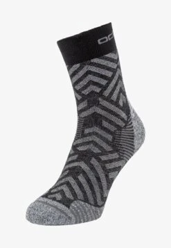 MICRO CERAMICOOL HIKE GRAPHIC - Socken - Black Odlo Steel Grey