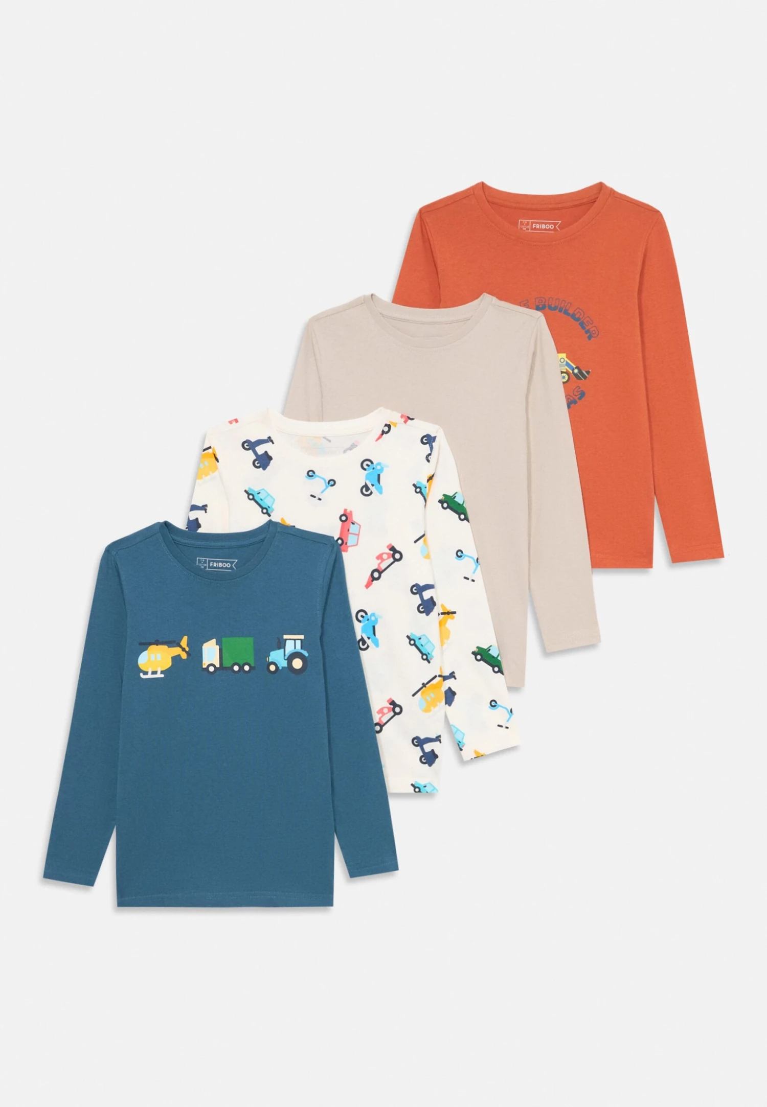 Friboo 4 PACK - Langarmshirt - Light Grey/white/orange 1 Friboo 4 PACK - Langarmshirt - Light Grey/white/orange