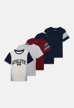 Friboo 5 PACK - T-Shirt Print - Dark Blue/mottled Light Grey/white