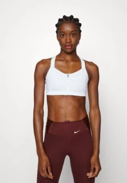 Nike Performance ALPHA ZIP FRONT BRA - Sport-BH Mit Starker Stützkraft - Weiss