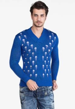 Cipo & Baxx Strickpullover - Saxeblue