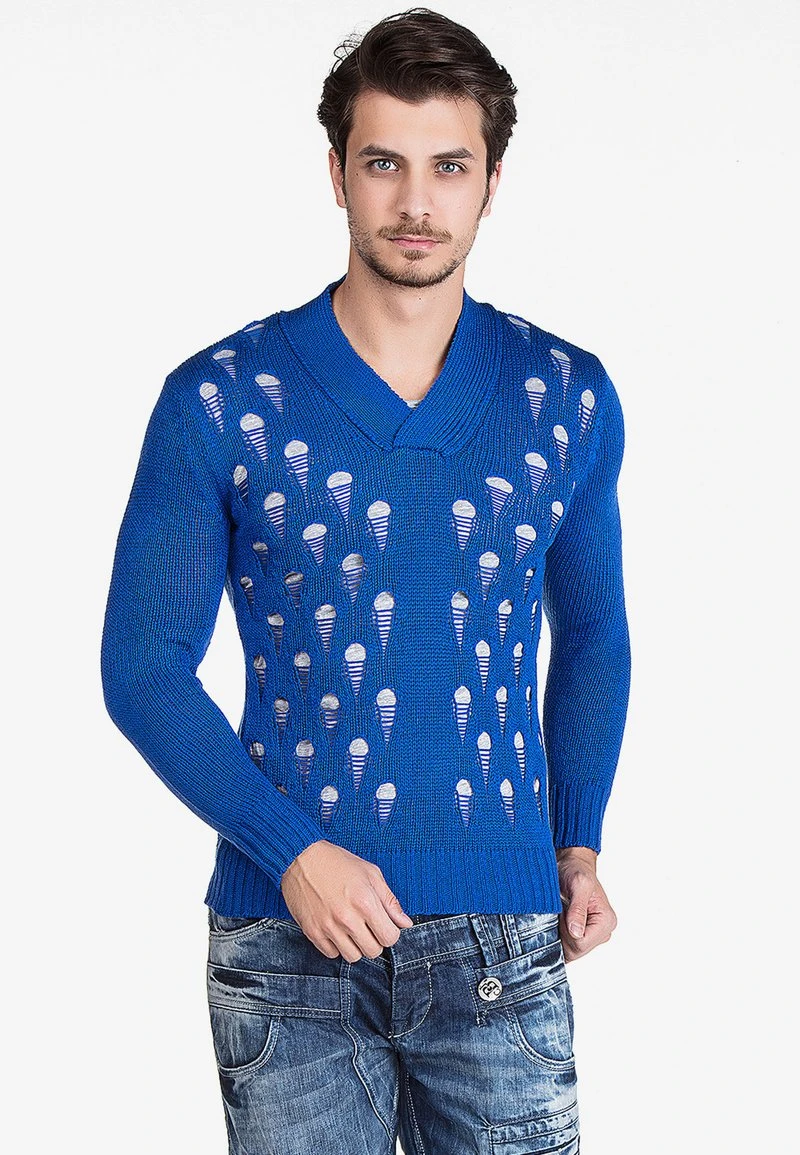 Cipo & Baxx Strickpullover - Saxeblue 1 Cipo & Baxx Strickpullover - Saxeblue