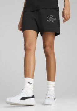 Puma ESS SCRIPT HOCHGESCHNITTENE - Shorts - Black
