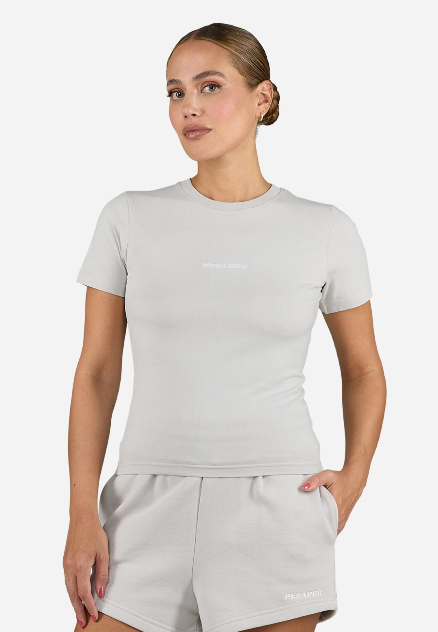 Pegador YONA SLIM TEE - Basic T-shirt - Washed Pure Grey/white Gum 1 Pegador YONA SLIM TEE - Basic T-shirt - Washed Pure Grey/white Gum