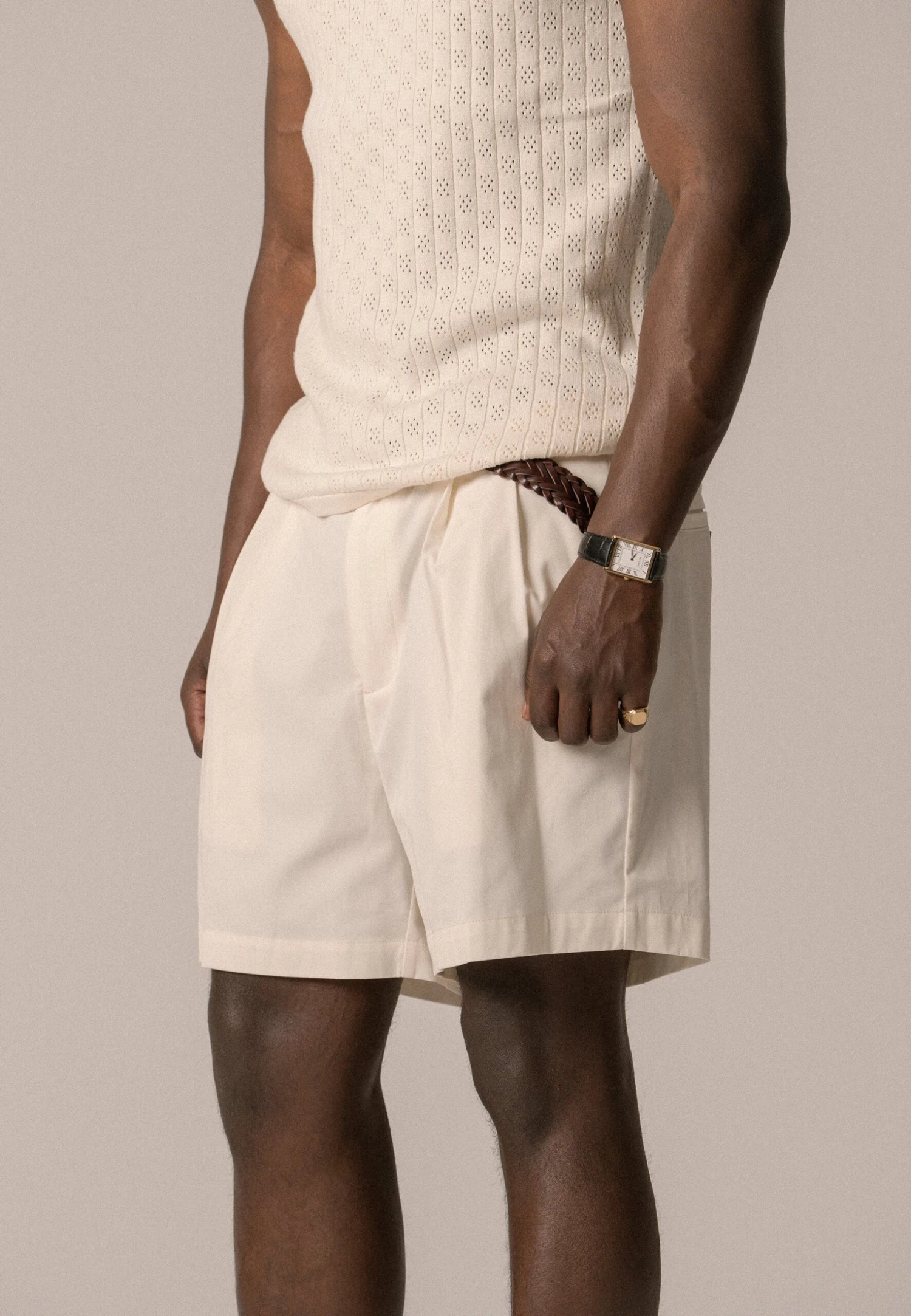 DOUBLE PLEATED UNISEX - Shorts - Antique White 1 DOUBLE PLEATED UNISEX - Shorts - Antique White