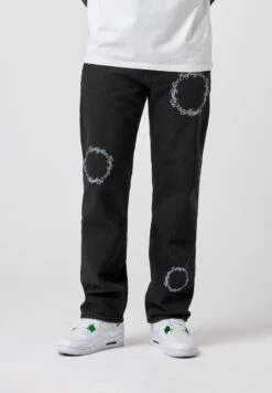 ROUND LOGO PRINT - Jeans Relaxed Fit - Black Washed