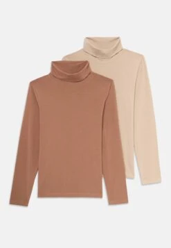 Friboo 2 PACK LONG SLEEVE ROLL NECK TOP UNISEX - Langarmshirt - Light Brown/tan