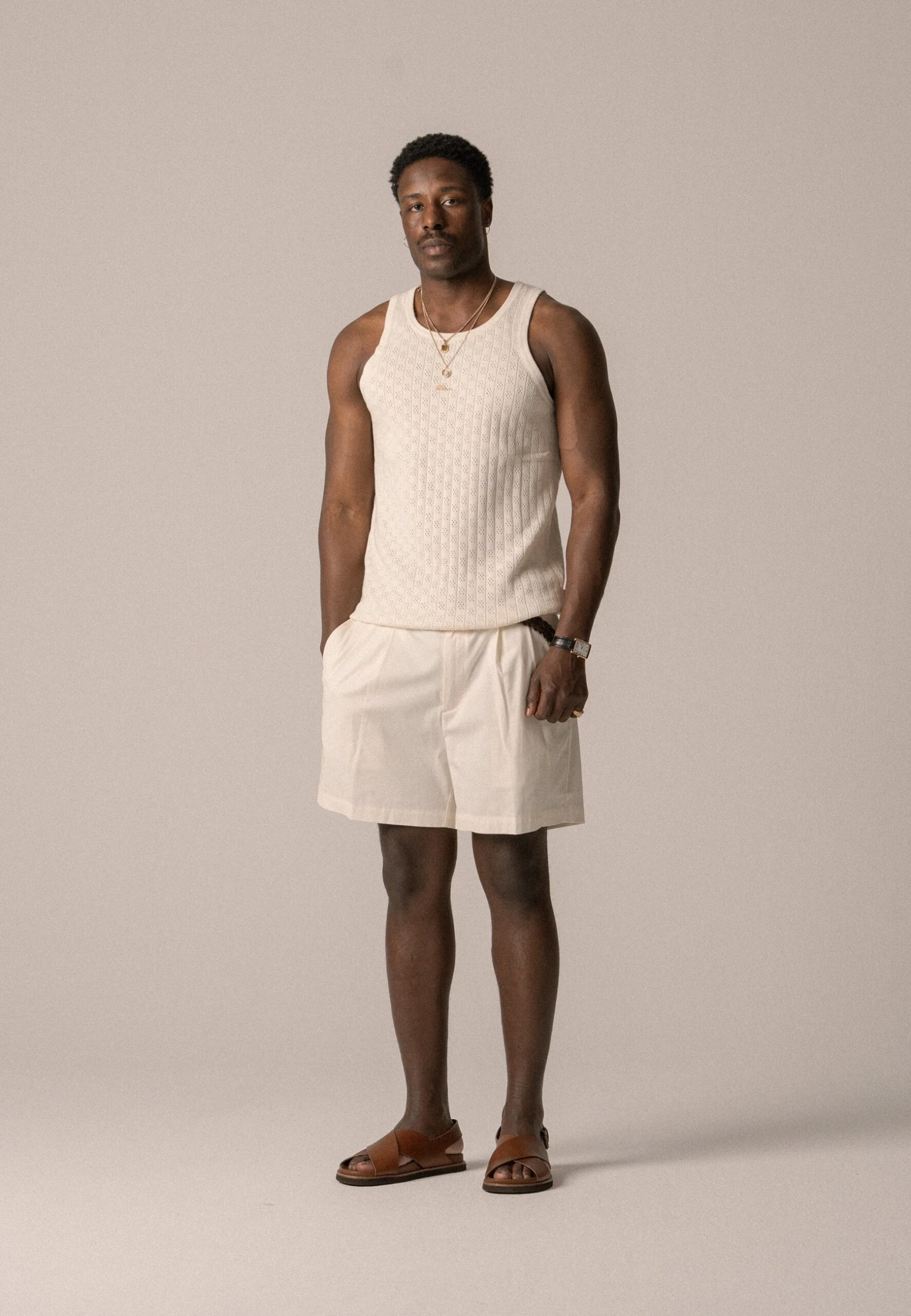 DOUBLE PLEATED UNISEX - Shorts - Antique White 2 DOUBLE PLEATED UNISEX - Shorts - Antique White – Bild 2