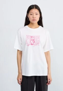 Puma GRAPHIC KITTEN RELAXED TEE - Print T-shirt - White