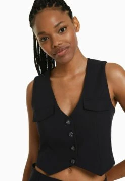 BERSHKA TAILORED BUTTONED - Weste - Blue -Friboo Verkauf Geschaft 9dbcd51d092d416f93a96e3adba4eff7