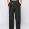PINSTRIPED REGULAR TAILORED PANTS UNISEX - Trousers - Black