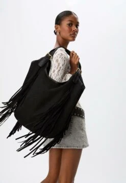 Stradivarius WITH FRINGE - Tote Bag - Black