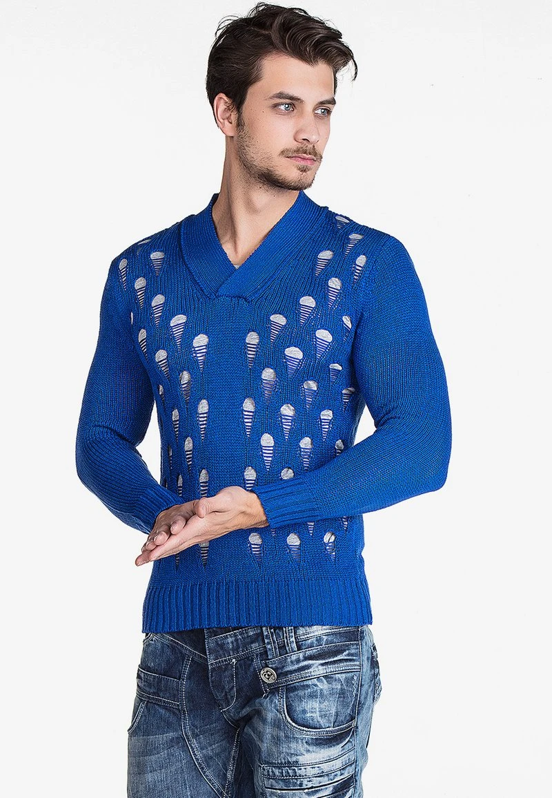 Cipo & Baxx Strickpullover - Saxeblue 6 Cipo & Baxx Strickpullover - Saxeblue – Bild 6