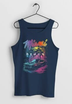 TANK-MIAMI BEACH USA OLDTIMER CAR PALMEN PRINT FASHIO - Top - Navy -Friboo Verkauf Geschaft e264c0dc778f402fb4e83ce358ef58ce