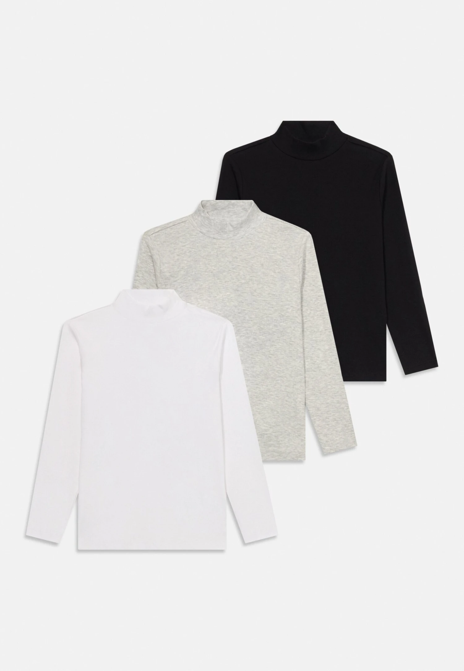 Friboo 3 PACK LONG SLEEVE HIGH NECK TOP - Langarmshirt - Black/white/mottled Light Grey 1 Friboo 3 PACK LONG SLEEVE HIGH NECK TOP - Langarmshirt - Black/white/mottled Light Grey