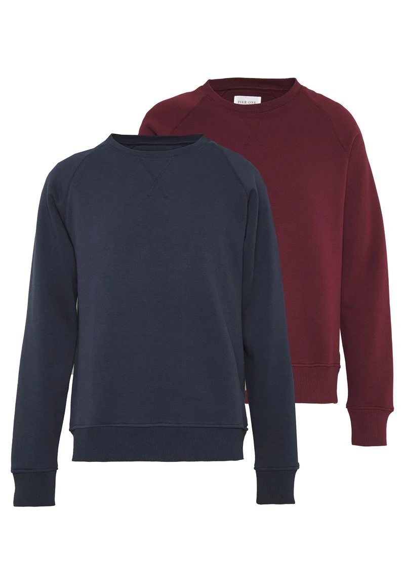 Pier One 2 PACK - Sweatshirt - Dark Blue/bordeaux 1 Pier One 2 PACK - Sweatshirt - Dark Blue/bordeaux