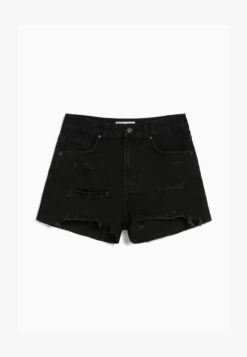 BERSHKA RIPPED WITH POCKETS - Jeans Shorts - Black -Friboo Verkauf Geschaft efcebe2fff4944e3bf08de06bee3e0df