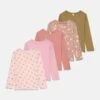 Friboo 5 PACK LONG SLEEVE TOP WITH LETTUCE HEM - Langarmshirt - Light Pink/light Brown/green