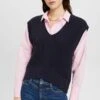Edc By Esprit TANK MIT V-AUSSCHNITT - Strickpullover - Navy