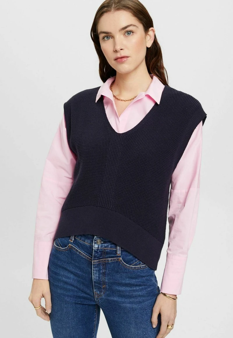 Edc By Esprit TANK MIT V-AUSSCHNITT - Strickpullover - Navy 1 Edc By Esprit TANK MIT V-AUSSCHNITT - Strickpullover - Navy
